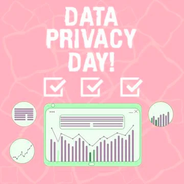 Word writing text Data Privacy Day. Business concept for date in January to Illustrazione stock