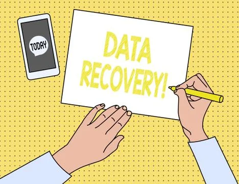 Word writing text Data Recovery. Business concept for process of salvaging Illustrazione stock
