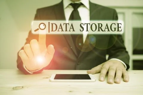 Word writing text Data Storage. Business concept for the act of archiving data 스톡 사진