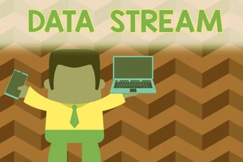 Word writing text Data Stream. Business concept for sequence of digitally イラスト素材