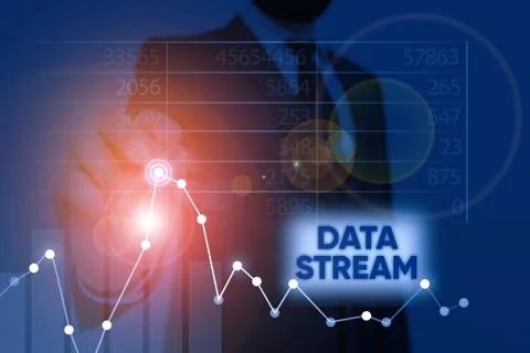 Word writing text Data Stream. Business concept for sequence of digitally Stock Photos