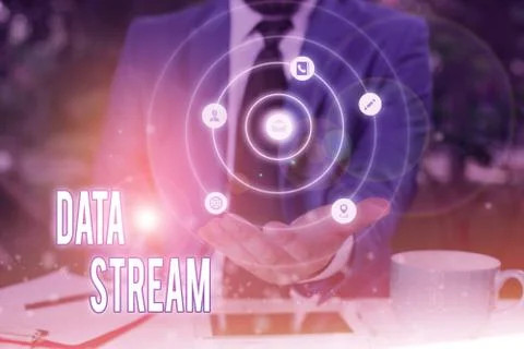 Word writing text Data Stream. Business concept for sequence of digitally Foto stock