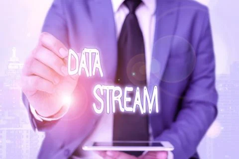 Word writing text Data Stream. Business concept for sequence of digitally Stock Photos