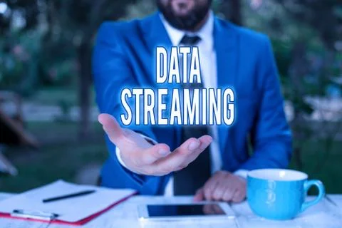 Word writing text Data Streaming. Business concept for data that is continuously Stockfoto's