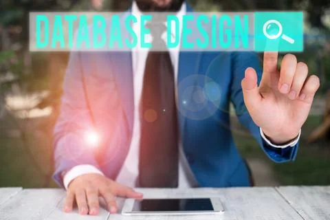 Word writing text Database Design. Business concept for organisation of data Stock Photos