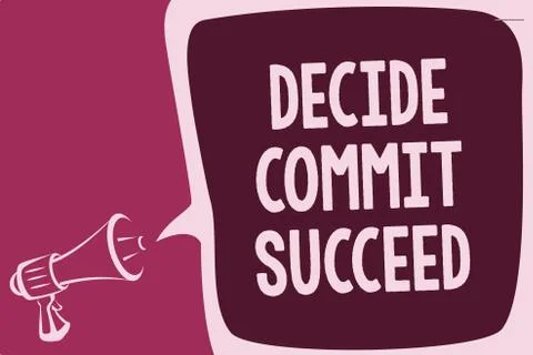 Word writing text Decide Commit Succeed. Business concept for achieving goal  스톡 일러스트