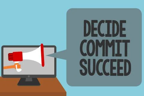 Word writing text Decide Commit Succeed. Business concept for achieving goal  스톡 일러스트