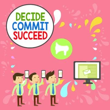 Word writing text Decide Commit Succeed. Business concept for achieving goal 스톡 일러스트