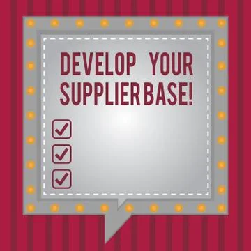 Word writing text Develop Your Supplier Base. Business concept for Select and Stock Illustration