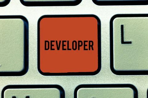 Word writing text Developer. Business concept for demonstrating or thing that Stockfoto's