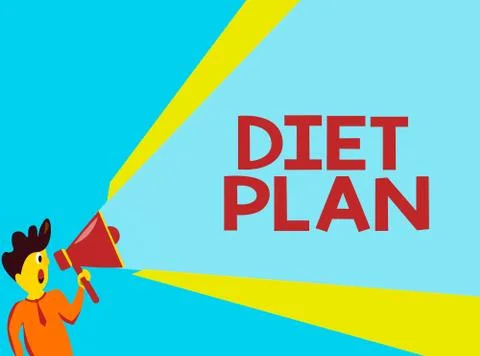 Word writing text Diet Plan. Business concept for amount of food are planned out 스톡 일러스트