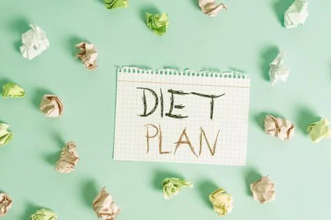 Word writing text Diet Plan. Business concept for detailed proposal for doing or Stock Photos