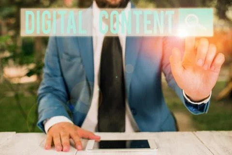Word writing text Digital Content. Business concept for any content that exists Stock Photos
