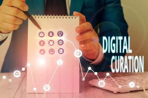 Word writing text Digital Curation. Business concept for maintenance collection Stock Photos