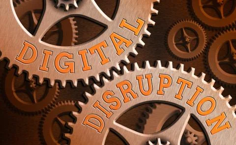 Word writing text Digital Disruption. Business concept for occur when Stock Illustration