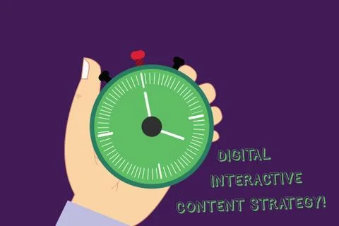 Word writing text Digital Interactive Content Strategy. Business concept for Illustrazione stock