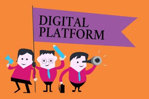 Word writing text Digital Platform. Business concept for marketing campaign or Illustrazione stock