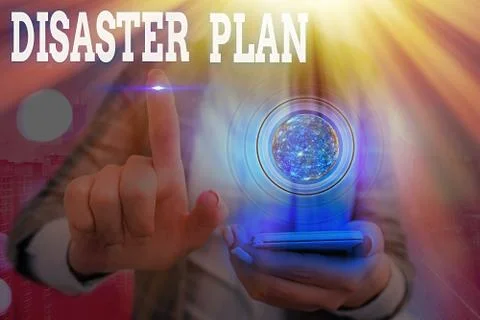 Word writing text Disaster Plan. Business concept for Respond to Emergency Stock Photos