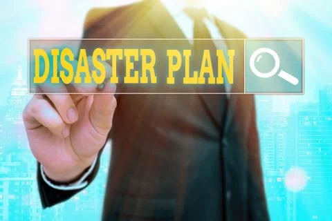 Word writing text Disaster Plan. Business concept for Respond to Emergency Stock Photos