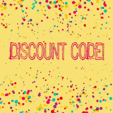 Word writing text Discount Code. Business concept for Series of letters or Stock Illustration