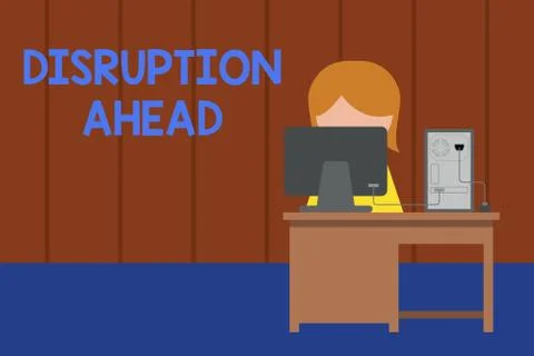 Word writing text Disruption Ahead. Business concept for Transformation that is Illustrazione stock