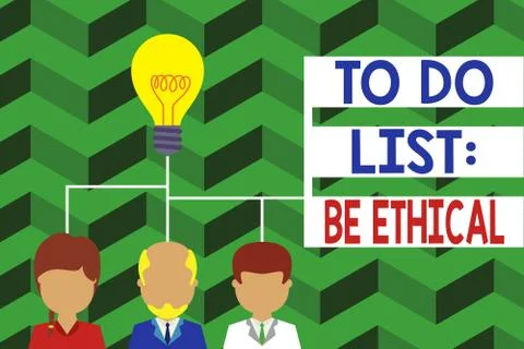 Word writing text To Do List Be Ethical. Business concept for plan or reminder 스톡 일러스트