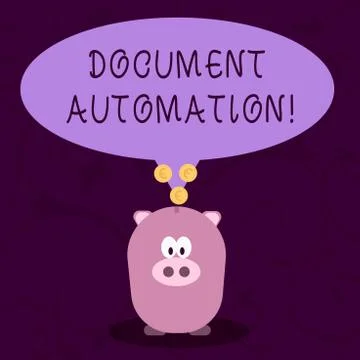 Word writing text Document Automation. Business concept for workflows that Illustrazione stock