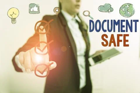 Word writing text Document Safe. Business concept for keep your important Stock Photos
