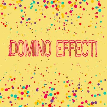 Word writing text Domino Effect. Business concept for Chain reaction that Illustrazione stock