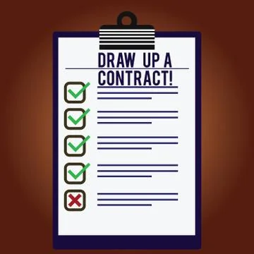 Word writing text Draw Up A Contract. Business concept for Write a business Illustrazione stock