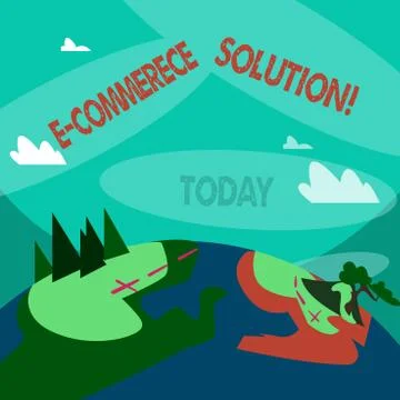 Word writing text E Commerce Solution. Business concept for Software used by Stock Illustration