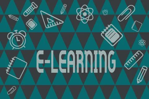 Word writing text E Learning. Business concept for Lessons conducted via Stock-Illustration