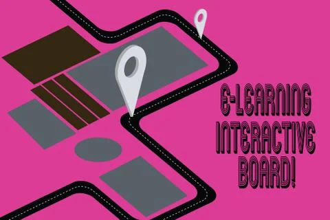 Word writing text E Learning Interactive Board. Business concept for integrated Illustrazione stock