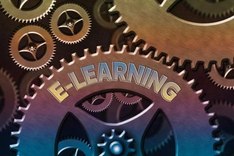 Word writing text E Learning. Business concept for knowledge we obtain through Stock Illustration