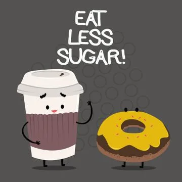 Word writing text Eat Less Sugar. Business concept for Reduction of eating 库存插图