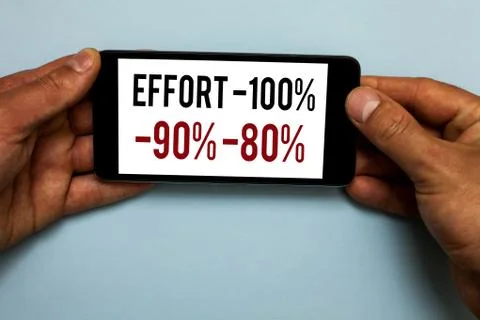 Word writing text Effort 100 90 80. Business concept for Level of determinati Stock Photos