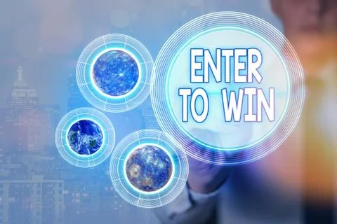 Word writing text Enter To Win. Business concept for exchanging something value Stock Photos