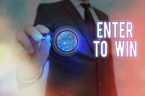 Word writing text Enter To Win. Business concept for exchanging something value Stock Photos