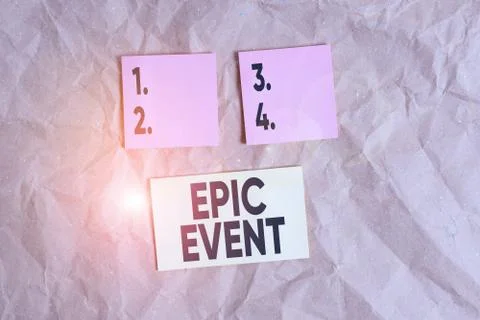 Word writing text Epic Event. Business concept for pertaining to a long poetic Stock Photos
