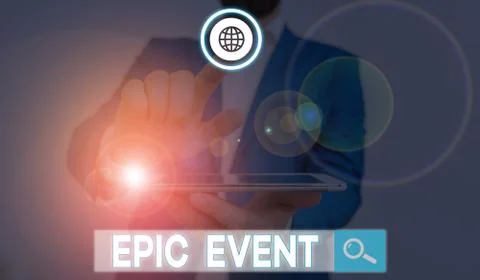Word writing text Epic Event. Business concept for pertaining to a long poetic Stock Photos