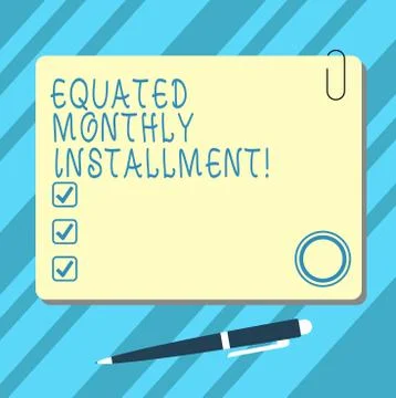 Word writing text Equated Monthly Installment. Business concept for Ilustração Stock