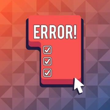 Word writing text Error. Business concept for state or condition of being wrong Stock Illustration