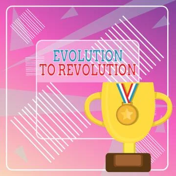 Word writing text Evolution To Revolution. Business concept for adapting to way Illustrazione stock