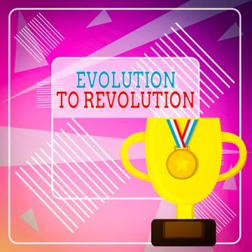 Word writing text Evolution To Revolution. Business concept for adapting to way Illustrazione stock