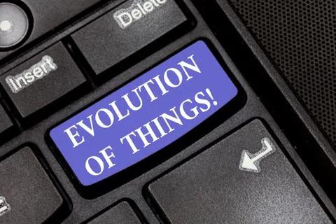 Word writing text Evolution Of Things. Business concept for process gradual Stock Photos