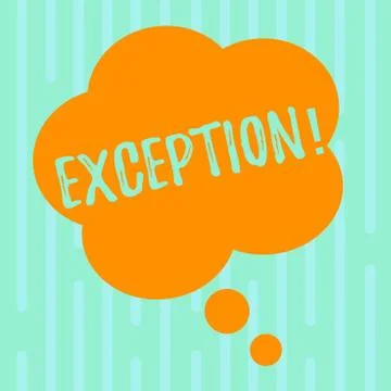 Word writing text Exception. Business concept for Person or thing that is Stock Illustration