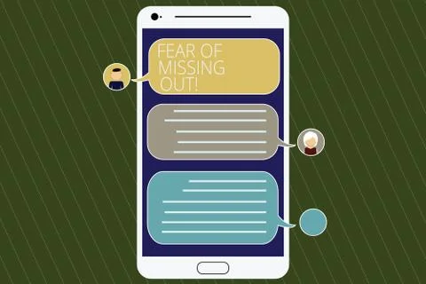 Word writing text Fear Of Missing Out. Business concept for Afraid of losing Stock Illustration
