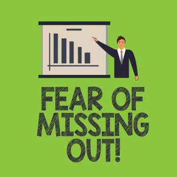 Word writing text Fear Of Missing Out. Business concept for Afraid of losing Stock Illustration