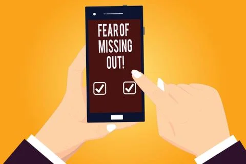 Word writing text Fear Of Missing Out. Business concept for Afraid of losing Stock Illustration