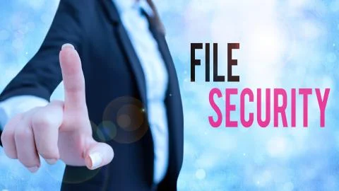 Word writing text File Security. Business concept for Protecting digital data Foto stock